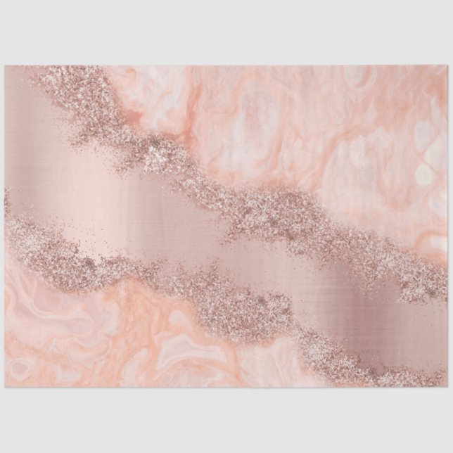 Rose Gold Blush Pink Agate Geode Glitter Tissue Paper (Front)
