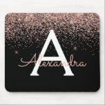 Rose Gold Blush Pink Black Glitter Luxury Monogram Mouse Pad<br><div class="desc">Rose Gold - Blush Pink and Black Sparkle Glitter Monogram Name Monogram Mousepad. This Mouse pad can be customised to include your initial and first or last name.</div>