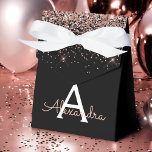 Rose Gold Blush Pink Black Glitter Monogram Favour Box<br><div class="desc">Rose Gold (Blush Pink) and Black Faux Glitter and Sparkle Elegant Gift Box. This Gift Box can be customised to include your initial and first name and makes a great birthday,  wedding,  bachelorette party,  bridal shower or baby shower gift box. Please contact the designer for customised matching items.</div>