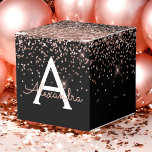 Rose Gold Blush Pink Black Glitter Monogram Favour Box<br><div class="desc">Rose Gold - Blush Pink and Black Faux Glitter and Sparkle Elegant Gift Box. This Gift Box can be customised to include your initial and first name and makes a great birthday,  wedding,  bachelorette party,  bridal shower or baby shower gift box. Please contact the designer for customised matching items.</div>