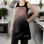 Rose Gold Blush Pink Black Glitter Monogram Girly Apron<br><div class="desc">Black and Rose Gold - Blush Pink Sparkle Glitter Monogram Name Apron. This makes the perfect sweet 16 birthday,  wedding,  bridal shower,  anniversary,  baby shower or bachelorette party gift for someone that loves glam luxury and chic styles.</div>