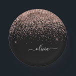 Rose Gold - Blush Pink Black Glitter Monogram Name Paper Plate<br><div class="desc">Rose Gold - Blush Pink and Black Sparkle Glitter Monogram Name and Initial Party Plates. This makes the perfect sweet 16 birthday,  wedding,  bridal shower,  anniversary,  baby shower or bachelorette party gift for someone that loves glam luxury and chic styles.</div>