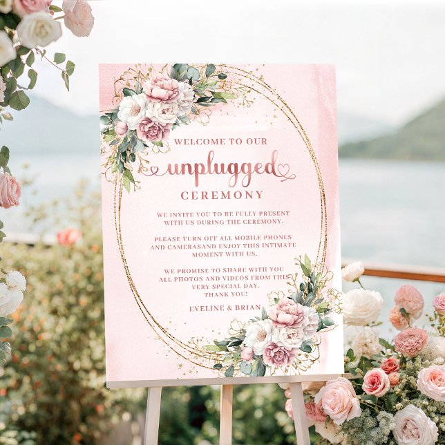 Rose Gold Blush Pink Botanical Unplugged Poster (Rose Gold Blush Pink Botanical Unplugged Poster)