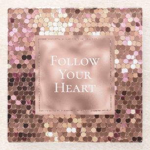 Rose Gold Blush Pink Confetti Glass Coaster