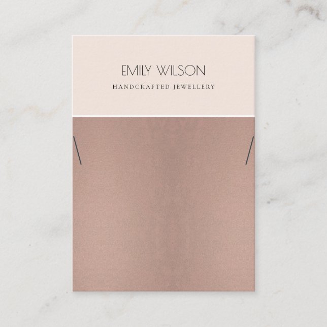 ROSE GOLD BLUSH PINK COPPER NECKLACE DISPLAY BUSINESS CARD (Front)