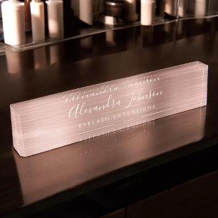 Rose Gold Blush Pink Eyelash Extensions Lashes Nameplate
