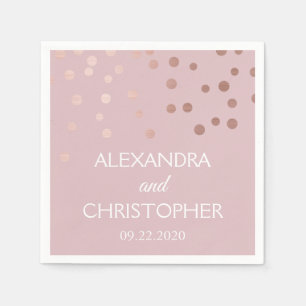 Rose Gold - Blush Pink Foil Confetti Wedding Napkin