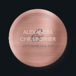 Rose Gold - Blush Pink Foil Modern Wedding Paper Plate<br><div class="desc">Wedding Day Bride and Groom Faux Metallic Foil Rose Gold Blush Pink Plates  which are perfect for a Rose Gold or Blush Pink Wedding Reception.The custom Wedding Reception Plates allow the ability to update the bride and grooms name and wedding date.</div>