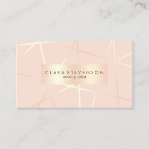 Rose gold & blush pink geometric makeup artist business card