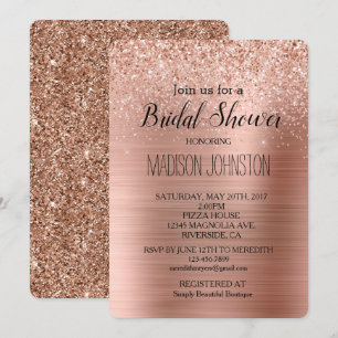 Rose Gold Blush Pink Glam Glitter Invitation