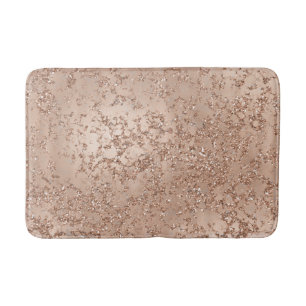 Rose Gold Blush Pink Glam Sparkle Crackle Chic Bath Mat