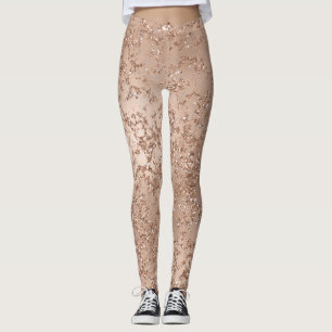 Rose Gold Blush Pink Glam Sparkle Crackle Chic Leggings
