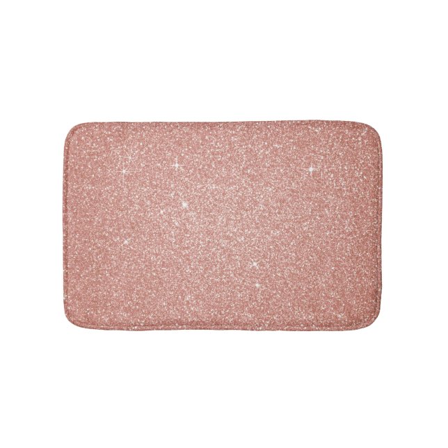 Rose Gold -Blush Pink Glitter and Sparkle Bath Mat (Front)
