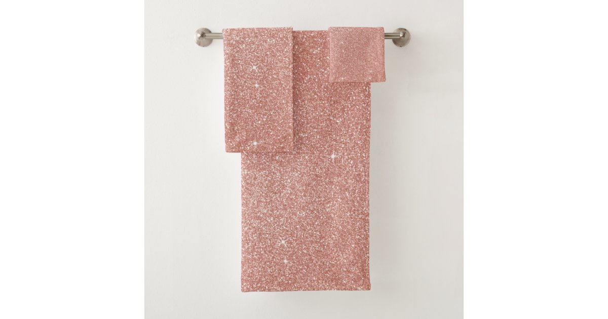 Rose Gold Blush Pink Glitter and Sparkle Bath Towel Set Zazzle