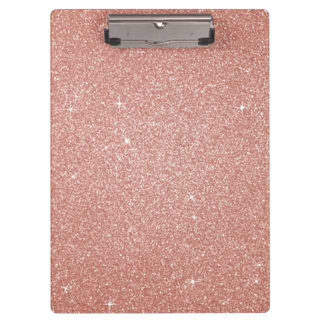 Rose Gold -Blush Pink Glitter and Sparkle Clipboard (Front)