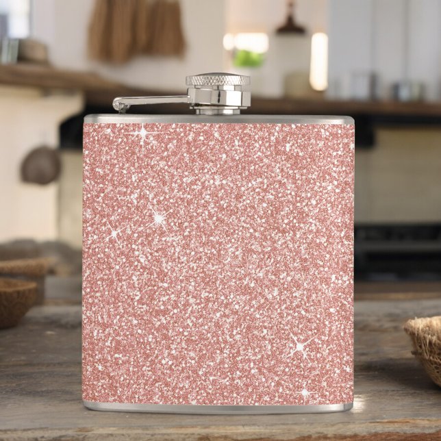 Rose Gold -Blush Pink Glitter and Sparkle Hip Flask (Creator Uploaded)