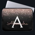 Rose Gold Blush Pink Glitter and Sparkle Monogram Laptop Sleeve<br><div class="desc">Rose Gold - Blush Pink and Black Faux Glitter and Sparkle Elegant Monogram Case. This case can be customised to include your initial and first name.</div>