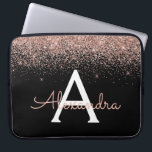 Rose Gold Blush Pink Glitter and Sparkle Monogram Laptop Sleeve<br><div class="desc">Rose Gold - Blush Pink and Black Faux Glitter and Sparkle Elegant Monogram Case. This case can be customised to include your initial and first name.</div>