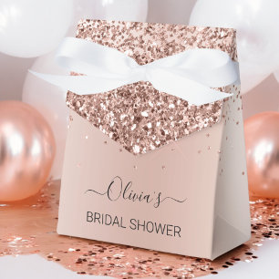 Rose Gold - Blush Pink Glitter Bridal Shower Favour Box