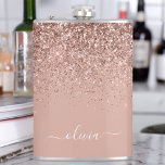 Rose Gold Blush Pink Glitter Custom Monogram Name Hip Flask<br><div class="desc">Rose Gold - Blush Pink Sparkle Glitter Brushed Metal Monogram Name and Initial Party Flask. This makes the perfect sweet 16 birthday,  wedding,  bridal shower,  anniversary,  baby shower or bachelorette party gift for someone that loves glam luxury and chic styles.</div>
