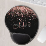 Rose Gold Blush Pink Glitter Glam Monogram Name Gel Mouse Pad<br><div class="desc">Glam Rose Gold Glitter Elegant Monogram Gel Mouse Pad. Easily personalise this trendy chic gel mouse pad design featuring elegant rose gold sparkling glitter on a black background. The design features your handwritten script monogram with pretty swirls and your name.</div>