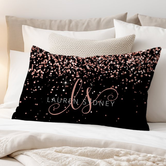 Rose Gold Blush Pink Glitter Glam Monogram Name Pillowcase (Creator Uploaded)
