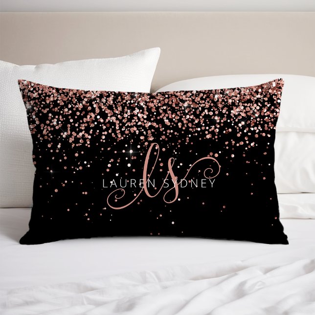 Rose Gold Blush Pink Glitter Glam Monogram Name Pillowcase (Creator Uploaded)