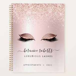 Rose Gold Blush Pink Glitter Lash Extensions Planner