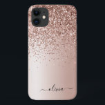 Rose Gold - Blush Pink Glitter Metal Monogram Name iPhone 11 Case<br><div class="desc">Rose Gold - Blush Pink Faux Foil Metallic Sparkle and Dripping Glitter Brushed Metal Monogram Name and Initial Phone. This makes the perfect sweet 16 birthday,  wedding,  bridal shower,  anniversary,  baby shower or bachelorette party gift for someone that loves glam luxury and chic styles.</div>