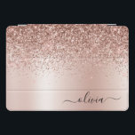 Rose Gold - Blush Pink Glitter Metal Monogram Name iPad Pro Cover<br><div class="desc">Rose Gold - Blush Pink Faux Foil Metallic Sparkle Glitter Brushed Metal Monogram Name Laptop Case. This makes the perfect sweet 16 birthday,  wedding,  bridal shower,  anniversary,  baby shower or bachelorette party gift for someone that loves glam luxury and chic styles.</div>