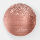 Rose Gold - Blush Pink Glitter Metal Monogram Name
