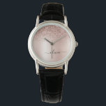 Rose Gold - Blush Pink Glitter Metal Monogram Name Watch<br><div class="desc">Rose Gold - Blush Pink Faux Foil Metallic Sparkle Glitter Brushed Metal Monogram Name Watch. This makes the perfect graduation,  birthday,  wedding,  bridal shower,  anniversary,  baby shower or bachelorette party gift for someone that loves glam luxury and chic styles.</div>