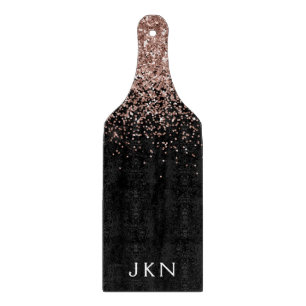 Rose Gold Blush Pink Glitter Monogram Initials Cutting Board