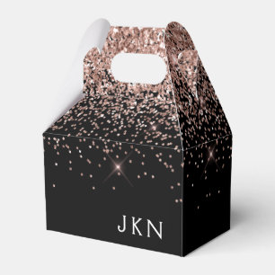 Rose Gold Blush Pink Glitter Monogram Initials Favour Box
