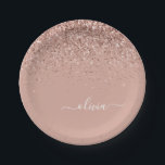 Rose Gold - Blush Pink Glitter Monogram Name Paper Plate<br><div class="desc">Rose Gold - Blush Pink Sparkle Glitter Monogram Name and Initial Party Plates. This makes the perfect sweet 16 birthday,  wedding,  bridal shower,  anniversary,  baby shower or bachelorette party gift for someone that loves glam luxury and chic styles.</div>