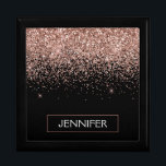 Rose Gold Blush Pink Glitter Script Monogram Gift Box<br><div class="desc">Black and Rose Gold Blush Pink Sparkle Glitter Monogram Name Jewellery Keepsake Box. This makes the perfect graduation,  birthday,  wedding,  bridal shower,  anniversary,  baby shower or bachelorette party gift for someone that loves glam luxury and chic styles.</div>