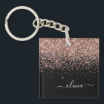 Rose Gold Blush Pink Glitter Script Monogram Girly Key Ring<br><div class="desc">Black and Rose Gold Blush Pink Faux Foil Sparkle Glitter Script Monogram Name Keychain. This makes the perfect sweet 16 birthday,  wedding,  bridal shower,  anniversary,  baby shower or bachelorette party gift for someone that loves glam luxury and chic styles.</div>