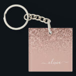 Rose Gold Blush Pink Glitter Script Monogram Girly Key Ring<br><div class="desc">Rose Gold Blush Pink Faux Foil Sparkle Glitter Script Monogram Name Keychain. This makes the perfect sweet 16 birthday,  wedding,  bridal shower,  anniversary,  baby shower or bachelorette party gift for someone that loves glam luxury and chic styles.</div>