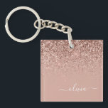 Rose Gold Blush Pink Glitter Script Monogram Girly Key Ring<br><div class="desc">Rose Gold Blush Pink Faux Foil Sparkle Glitter Script Monogram Name Keychain. This makes the perfect sweet 16 birthday,  wedding,  bridal shower,  anniversary,  baby shower or bachelorette party gift for someone that loves glam luxury and chic styles.</div>