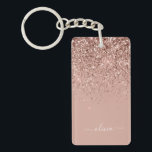 Rose Gold Blush Pink Glitter Script Monogram Girly Key Ring<br><div class="desc">Rose Gold - Blush Pink Sparkle Glitter Script Monogram Name Keychain. This makes the perfect sweet 16 birthday,  wedding,  bridal shower,  anniversary,  baby shower or bachelorette party gift for someone that loves glam luxury and chic styles.</div>