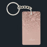 Rose Gold Blush Pink Glitter Script Monogram Girly Key Ring<br><div class="desc">Rose Gold - Blush Pink Sparkle Glitter Script Monogram Name Keychain. This makes the perfect sweet 16 birthday,  wedding,  bridal shower,  anniversary,  baby shower or bachelorette party gift for someone that loves glam luxury and chic styles.</div>