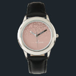 Rose Gold Blush Pink Glitter Script Monogram Girly Watch<br><div class="desc">Rose Gold - Blush Pink Sparkle Glitter Script Monogram Name Watch. This makes the perfect sweet 16 birthday,  wedding,  bridal shower,  anniversary,  baby shower or bachelorette party gift for someone that loves glam luxury and chic styles.</div>