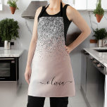 Rose Gold - Blush Pink Glitter Silver Monogram Apron<br><div class="desc">Rose Gold - Blush Pink and Silver Faux Foil Metallic Sparkle Glitter Brushed Metal Monogram Name Apron. This makes the perfect sweet 16 birthday,  wedding,  bridal shower,  anniversary,  baby shower or bachelorette party gift for someone that loves glam luxury and chic styles.</div>