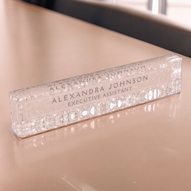 Rose Gold - Blush Pink Glitter Sparkle Modern Chic Nameplate (Creator Uploaded)