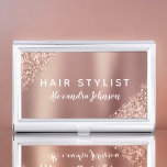 Rose Gold - Blush Pink Glitter Sparkle Monogram Business Card Holder<br><div class="desc">Blush Pink - Rose Gold Faux Glitter and Sparkle Metallic Foil Elegant Girly Business Card Holder. This Business Card Holder can be customised to include your first and last name as well as your profession.</div>