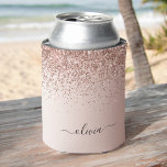 Rose Gold - Blush Pink Glitter Sparkle Monogram Can Cooler<br><div class="desc">Pink Rose Gold Faux Glitter and Sparkle Elegant Birthday or Bachelorette Party Can Coolers. These Wedding,  Bridal Shower or Birthday Party Can Cooelrs can be customised to include your initial and first name. Please contact the designer for customised matching items.</div>