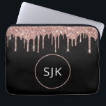 Rose Gold Blush Pink Glitter Sparkle Monogram Laptop Sleeve<br><div class="desc">Blush Pink - Rose Gold and Black Faux Glitter and Sparkle Elegant Monogrammed Initials Case. This case can be customised to include your initial and first name.</div>