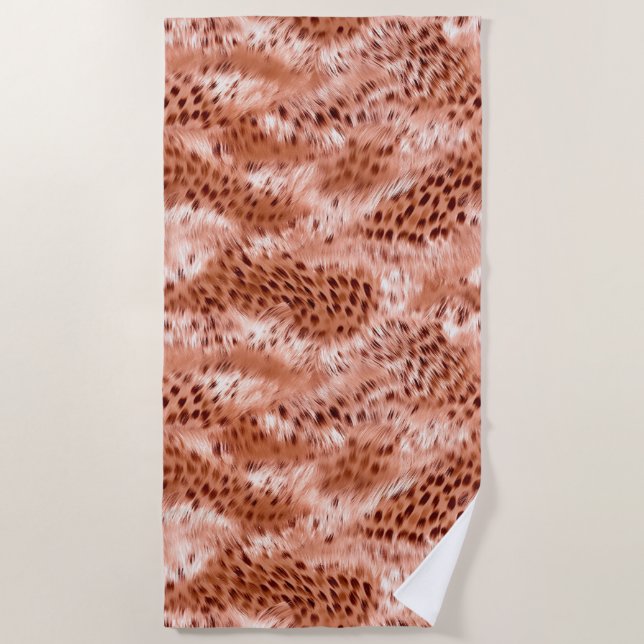 Rose Gold Blush Pink Leopard Beach Towel (Front)