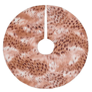 Rose Gold Blush Pink Leopard Brushed Polyester Tree Skirt