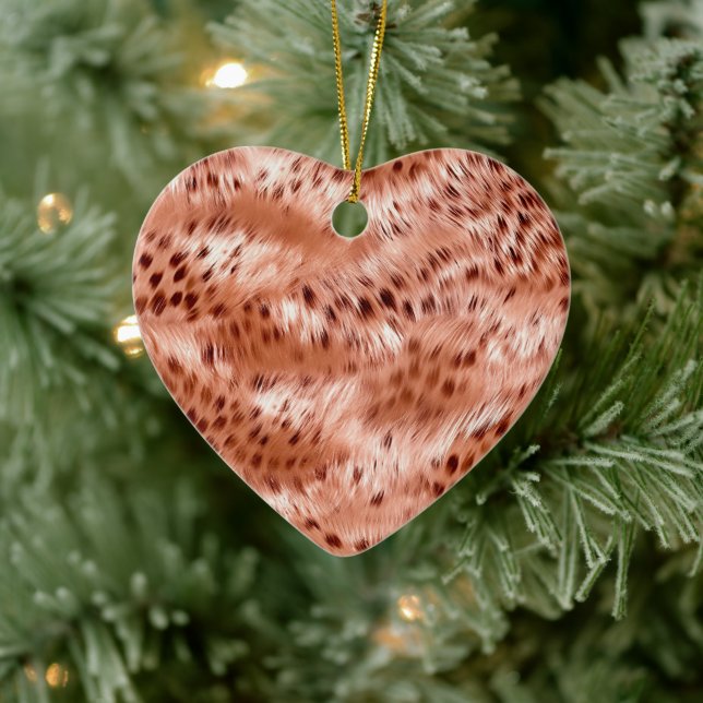 Rose Gold Blush Pink Leopard Ceramic Ornament (Tree)